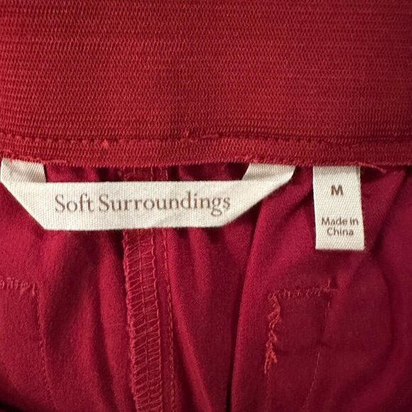 Soft Surroundings Cranberry Red Cotton Stretch Pull On Pants - Style 2AX22n Sz M - Picture 5 of 6